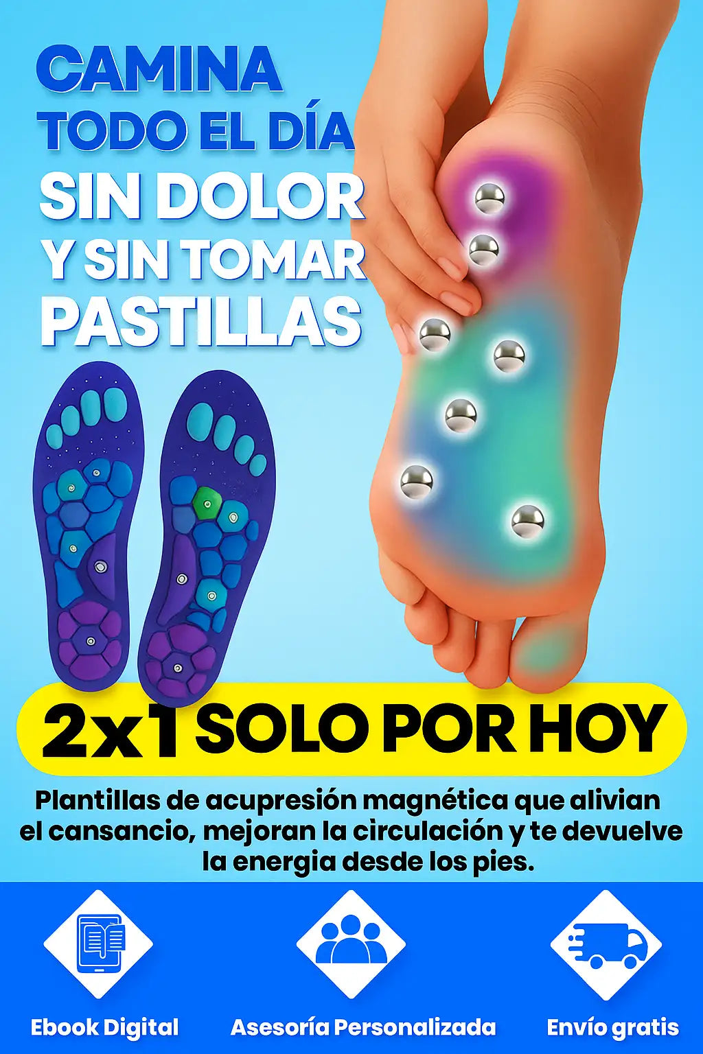 AcuFeet™ Plantillas Magnéticas de Alivio Instantáneo 2x1
