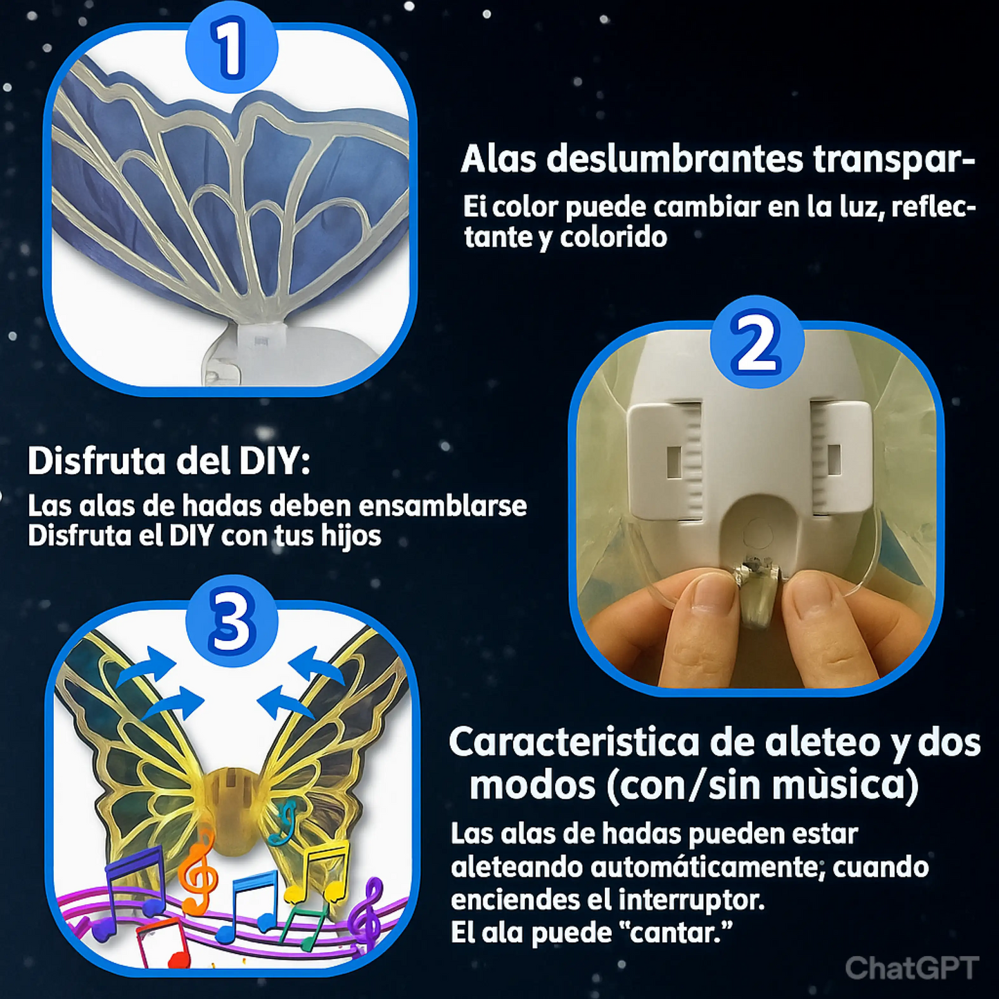 Alas de Hada Móviles con Luz LED y Música- MagicFly®